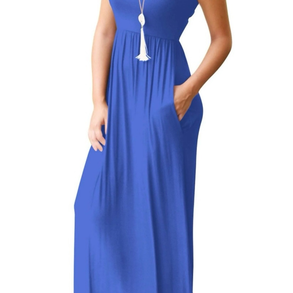 Chic Royal Blue Sleeveless Maxi Dress